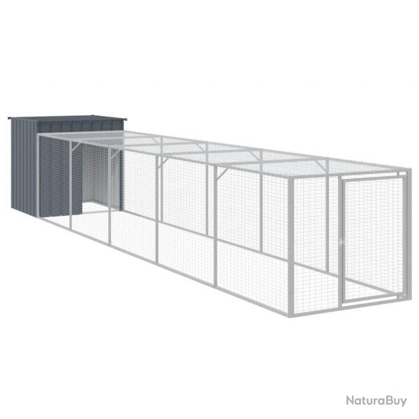 Poulailler enclos cage poules avec cour 110 x 609 x 110 cm acier galvanisé anthracite 02_0043942