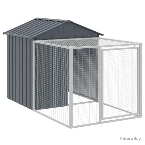 Poulailler enclos cage poules avec cour 117 x 201 x 123 cm acier galvanis anthracite 02_0043946