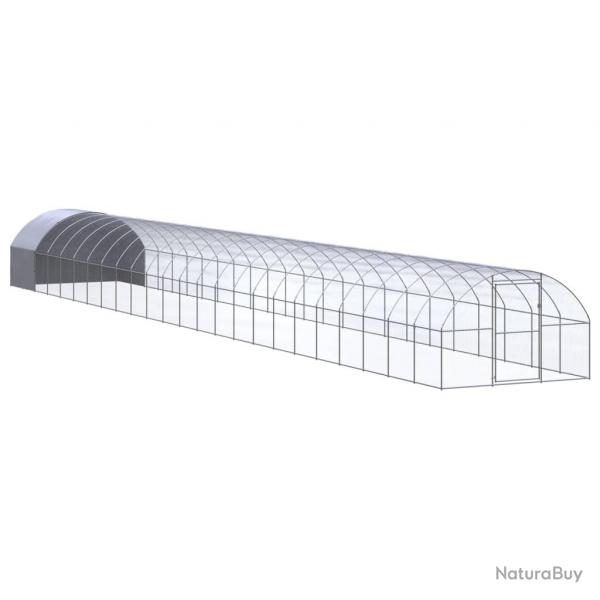 Poulailler enclos cage poules d'extrieur 3 x 24 x 2 m acier galvanis Argent 02_0044008