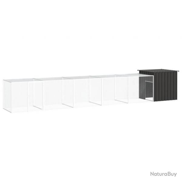 Poulailler enclos cage poules 600 x 91 x 100 cm acier galvanis anthracite 02_0043930