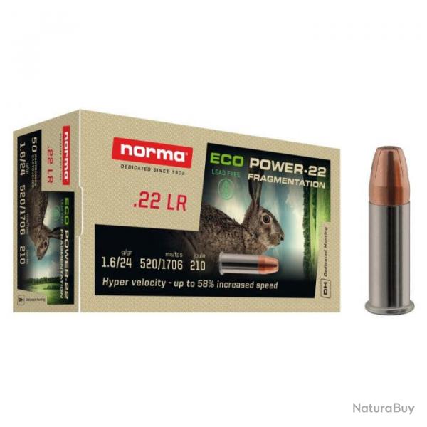 Cartouches Norma Eco Power-22 RN Zinc HP Copper Plated - Cal. 22 LR - Par 1