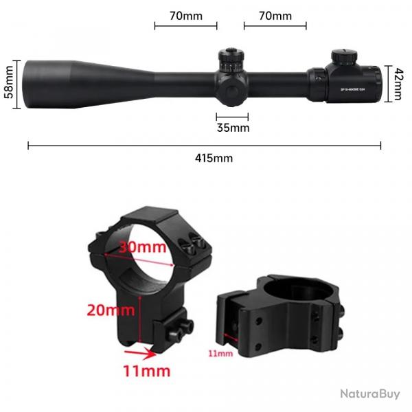 Lunette de vise optique rglable pour tireur d'lite -**COLLIER 11mm Tall