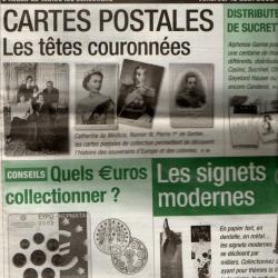 la vie du collectionneur 471 aout 2003, cartes postales têtes couronnées, signets modernes,