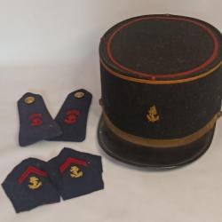 Képi model 45 Infanterie Colonial + insigne tissu vintage