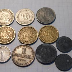 LOT 11 reichsmark mark deutsches reich REICH reichspfennig PIECES de MONNAIE ALLEMANDE rentenpfennig