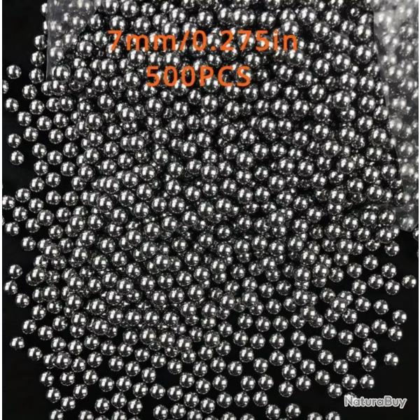 500 Pices Billes en Acier  Haute Teneur Carbone 7 mm Fronde Chasse Tir  l'Arc Balle poli