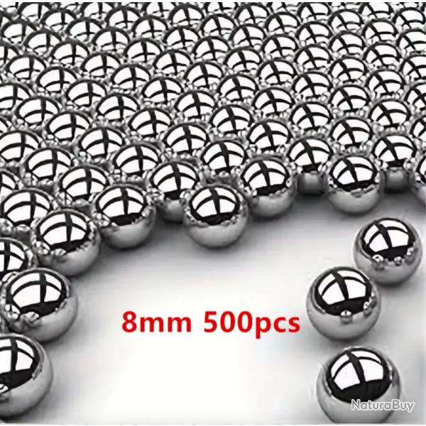 500 Pices Billes en Acier  Haute Teneur Carbone 8 mm Fronde Chasse Tir  l'Arc Balle poli