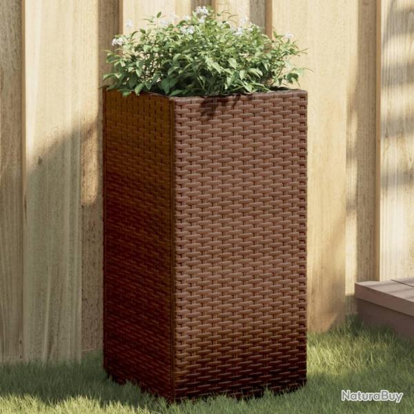 Jardinire marron 30x30x60 cm rsine tresse