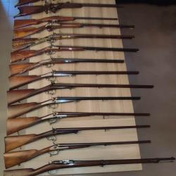 Grand lot d'anciens fusils et carabines du XVIIIe et XIXe tout en catégorie D e) vente libre majeur