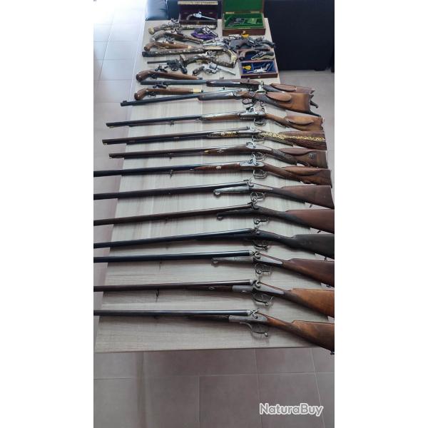 Grand lot d'anciens fusils et carabines du XVIIIe et XIXe tout en catgorie D e) vente libre majeur