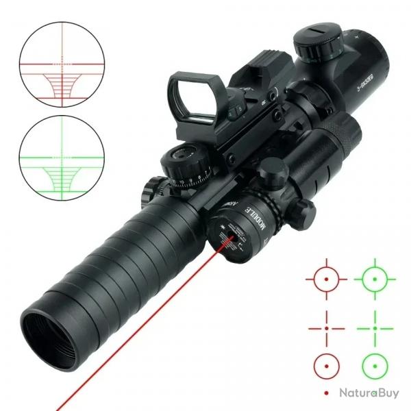 Lunette DulOptic pour fusil de chasse -**3-9X32EGC-SET--A Red Laser