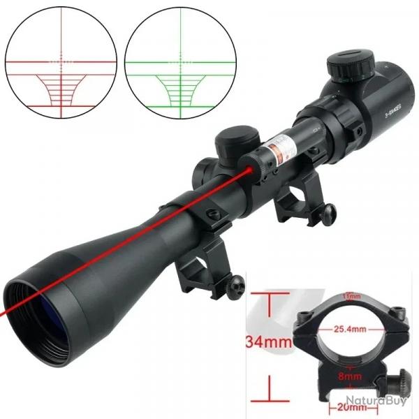 Lunette de vise claire rglable avec laser rouge 3-9X40EG -**20MM