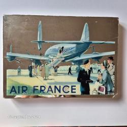 Miroir en verre églomisé Air France par A. Gerrer avec Constellation 049 F-BAZA de 1951, d'époque