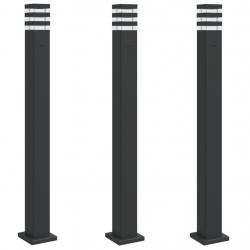 Lampadaires d'extérieur avec sortie 3 pcs 110 cm aluminium noir 02_0042569