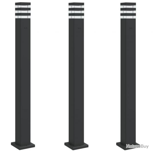 Lampadaires d'extrieur avec sortie 3 pcs 110 cm aluminium noir 02_0042569