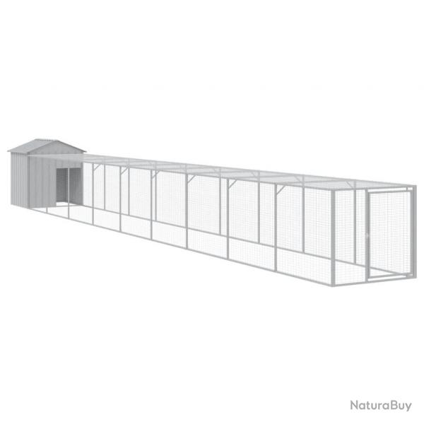Poulailler enclos cage poules avec cour clair 117 x 1017 x 123 cm acier galvanis gris 02_0043956