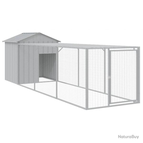 Poulailler enclos cage poules avec cour clair 117 x 405 x 123 cm acier galvanis gris 02_0043959