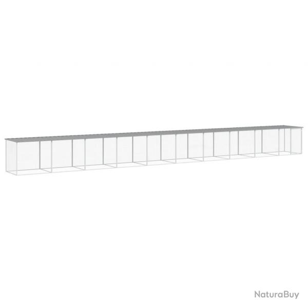 Poulailler enclos cage poules avec toit clair 1003 x 98 x 90 cm acier galvanis gris 02_0043979