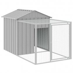 Poulailler enclos cage poules avec cour clair 117 x 201 x 123 cm acier galvanisé gris 02_0043958