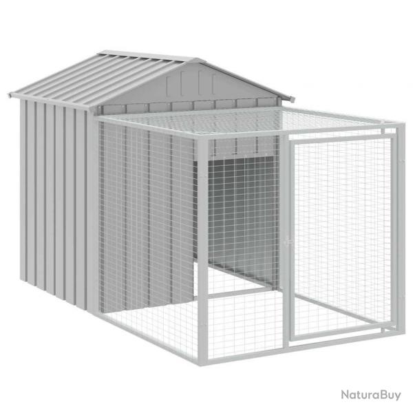 Poulailler enclos cage poules avec cour clair 117 x 201 x 123 cm acier galvanis gris 02_0043958
