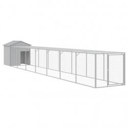 Poulailler enclos cage poules avec cour clair 117 x 813 x 123 cm acier galvanisé gris 02_0043961