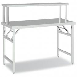 Table de travail de cuisine professionnelle avec étagère 120 x 60 x 115 cm acier inoxydable 02_0045