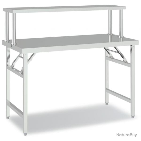 Table de travail de cuisine professionnelle avec tagre 120 x 60 x 115 cm acier inoxydable 02_0045
