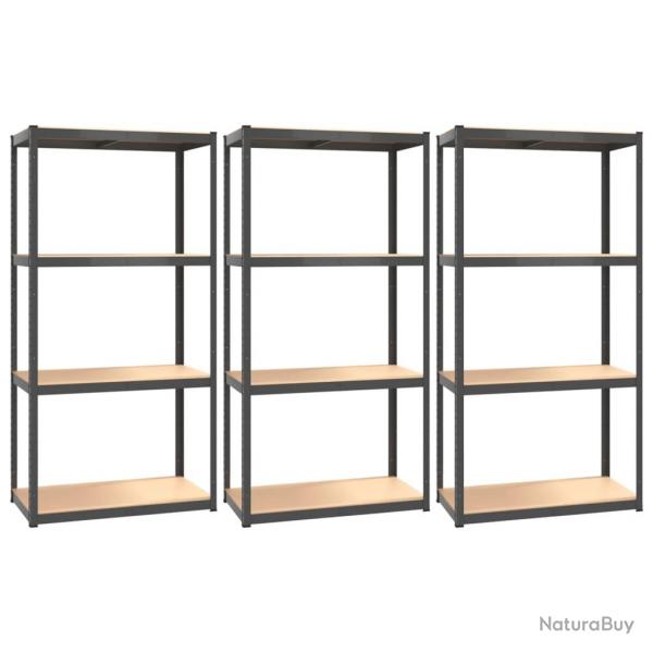 tagres meubles rangement  4 niveaux 3 pices acier et bois d'ingnierie anthracite 02_0045740