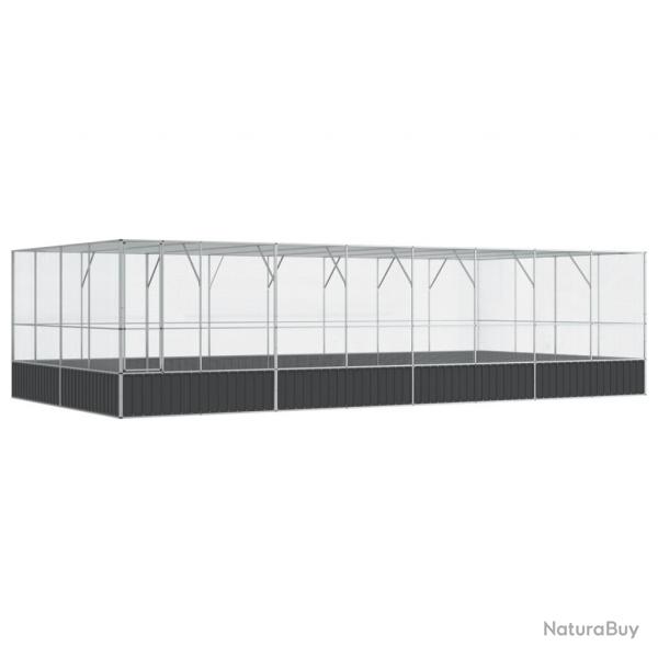 Volire cage  oiseaux avec extension argent 832 x 414 x 212 cm acier Argent 02_0045665
