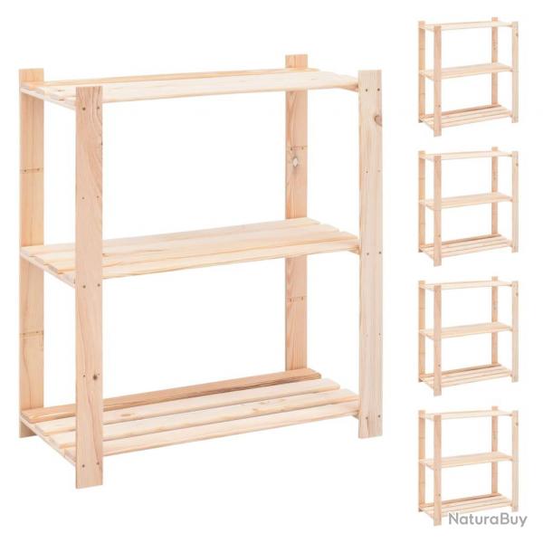 tagres meubles de rangement  3 niveaux 5 pices 80 x 38 x 90 cm Pin 150 kg beige 02_0045726