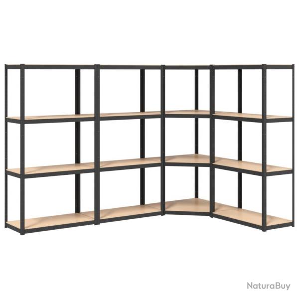 tagres meubles rangement  4 niveaux lot de 4 acier et bois d'ingnierie anthracite 02_0045752