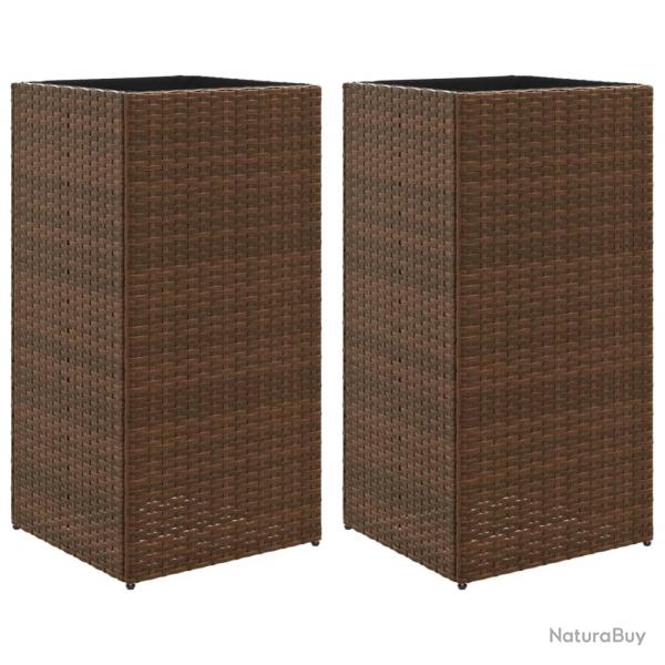 Jardinire bac lit surlev plantes fleurs jardin terrasses lot de 2 40 x 40 x 80 cm rsine tresse
