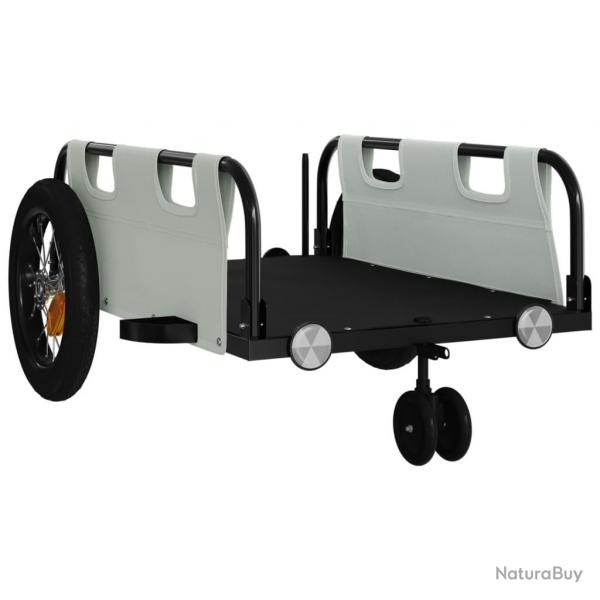 Remorque chariot transport de vlo tissu oxford fer gris 02_0044399