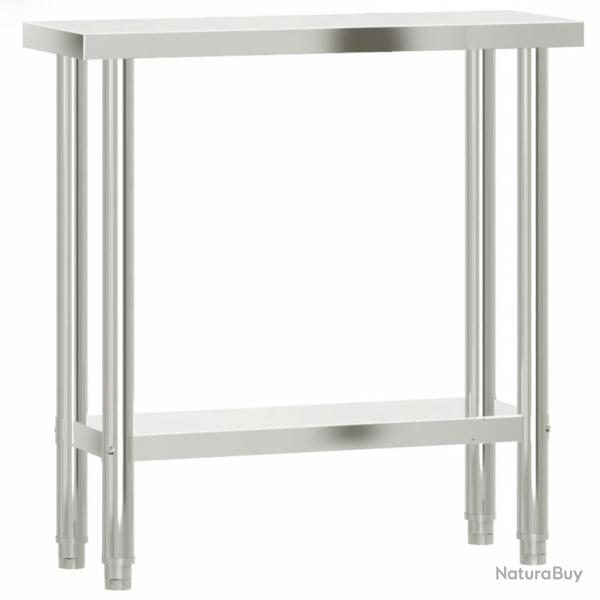 Table de travail de cuisine professionnelle 82,5 x 30 x 85 cm acier inoxydable 02_0045406