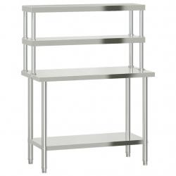 Table de travail de cuisine professionnelle avec étagère 110 x 55 x 150 cm acier inoxydable 02_0045