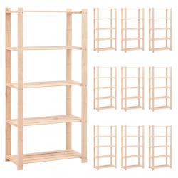 Étagères meubles de rangement à 5 niveaux 10pièces 80 x 38 x 170 cm Pin 250 kg beige 02_0045729