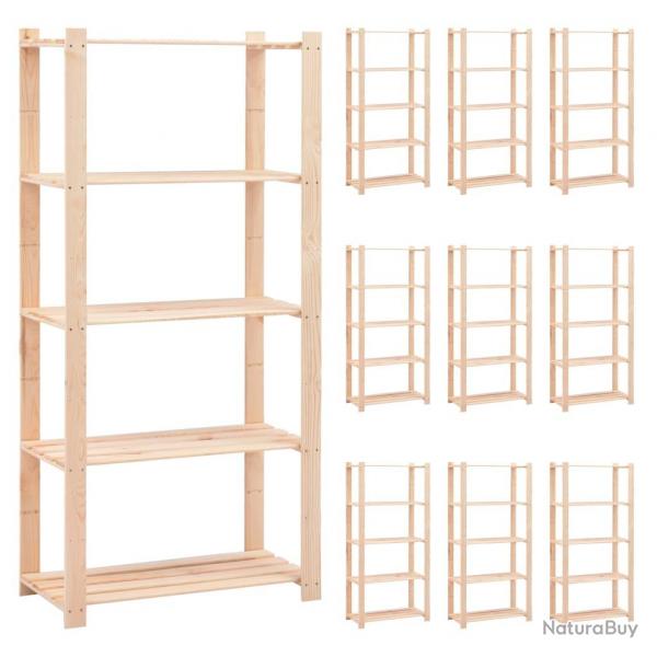 tagres meubles de rangement  5 niveaux 10pices 80 x 38 x 170 cm Pin 250 kg beige 02_0045729