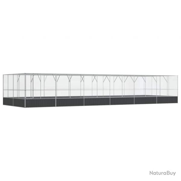 Volire cage  oiseaux avec extension argent 1246 x 414 x 212 cm acier Argent 02_0045649