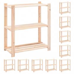Étagères meubles de rangement à 3 niveaux 10 pièces 80 x 38 x 90 cm Pin 150 kg beige 02_0045722