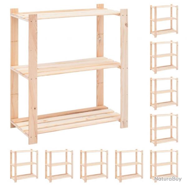 tagres meubles de rangement  3 niveaux 10 pices 80 x 38 x 90 cm Pin 150 kg beige 02_0045722