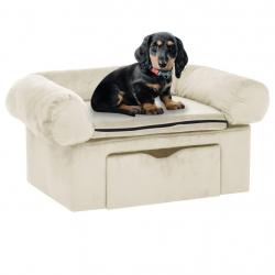 Canapé pour chien avec tiroir 75 cm peluche crème 02_0000091