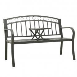 Banc de jardin meuble de patio d'extérieur terrasse avec table gris 120 cm acier 02_0011642