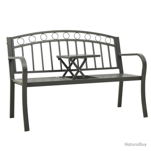 Banc de jardin meuble de patio d'extrieur terrasse avec table gris 120 cm acier 02_0011642
