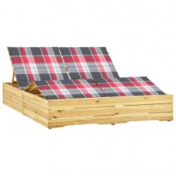 Transat chaise longue bain de soleil lit de jardin terrasse meuble d'extérieur double avec coussins