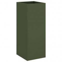 Jardinière bac lit surélevé plantes fleurs terrasse jardin olive 32 x 29 x 75 cm acier vert 02_0038