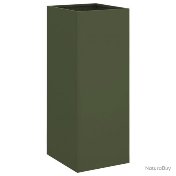 Jardinire bac lit surlev plantes fleurs terrasse jardin olive 32 x 29 x 75 cm acier vert 02_0038