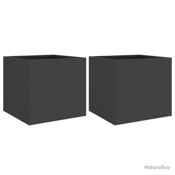 Jardinire bac lit surlev plantes fleurs jardin terrasses lot de 2 32 x 30 x 29 cm acier noir 02_