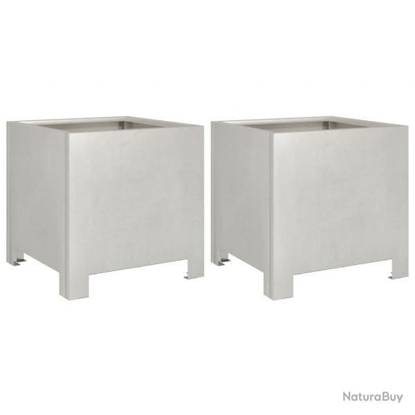 Jardinire bac lit surlev plantes fleurs jardin terrasses lot de 2 30 x 30 x 30 cm acier inoxydab