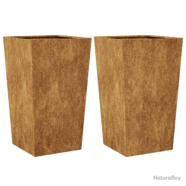 Jardinire bac lit surlev plantes fleurs jardin terrasses lot de 2 45 x 45 x 75 cm acier corten M