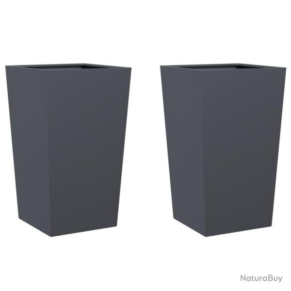 Jardinire bac lit surlev plantes fleurs jardin terrasses lot de 2 45 x 45 x 75 cm acier anthraci